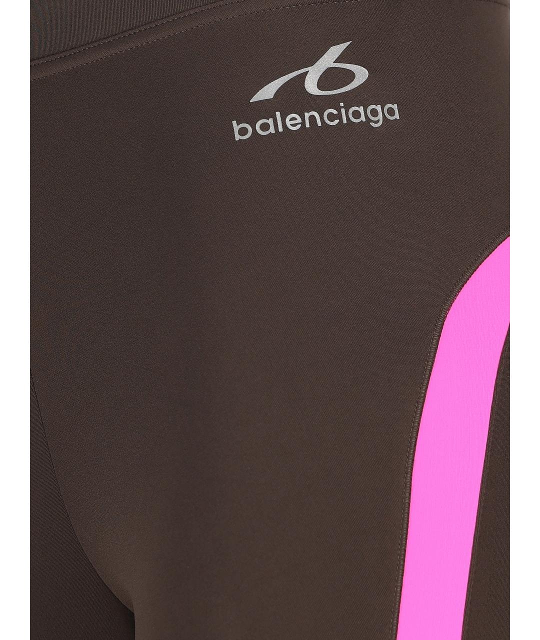 BALENCIAGA Коричневые полиамидовые леггинсы и велосипедки, фото 3