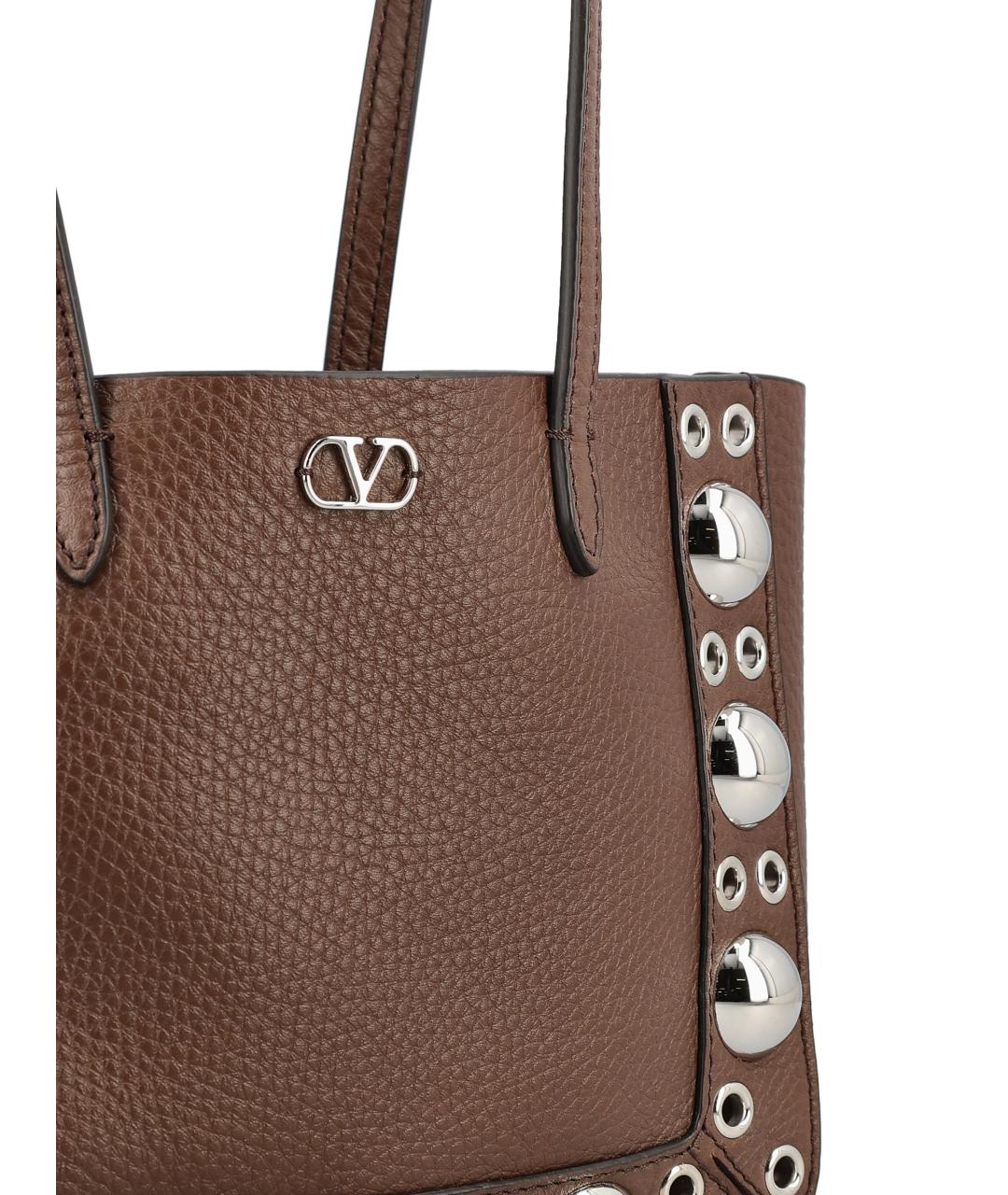 VALENTINO Коричневая кожаная сумка тоут, фото 4