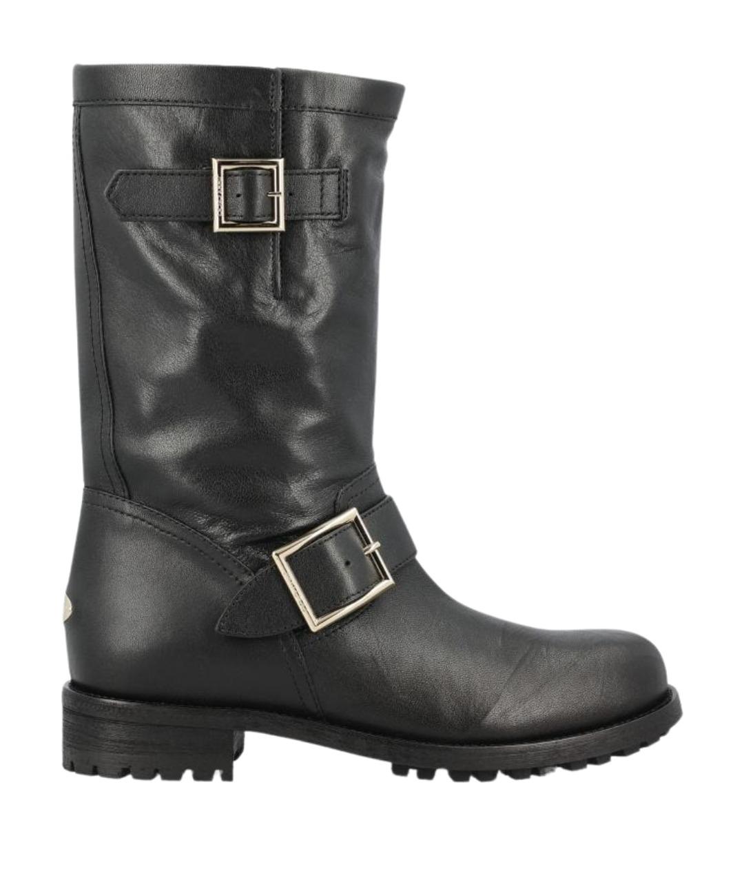 JIMMY CHOO Черные кожаные сапоги, фото 1