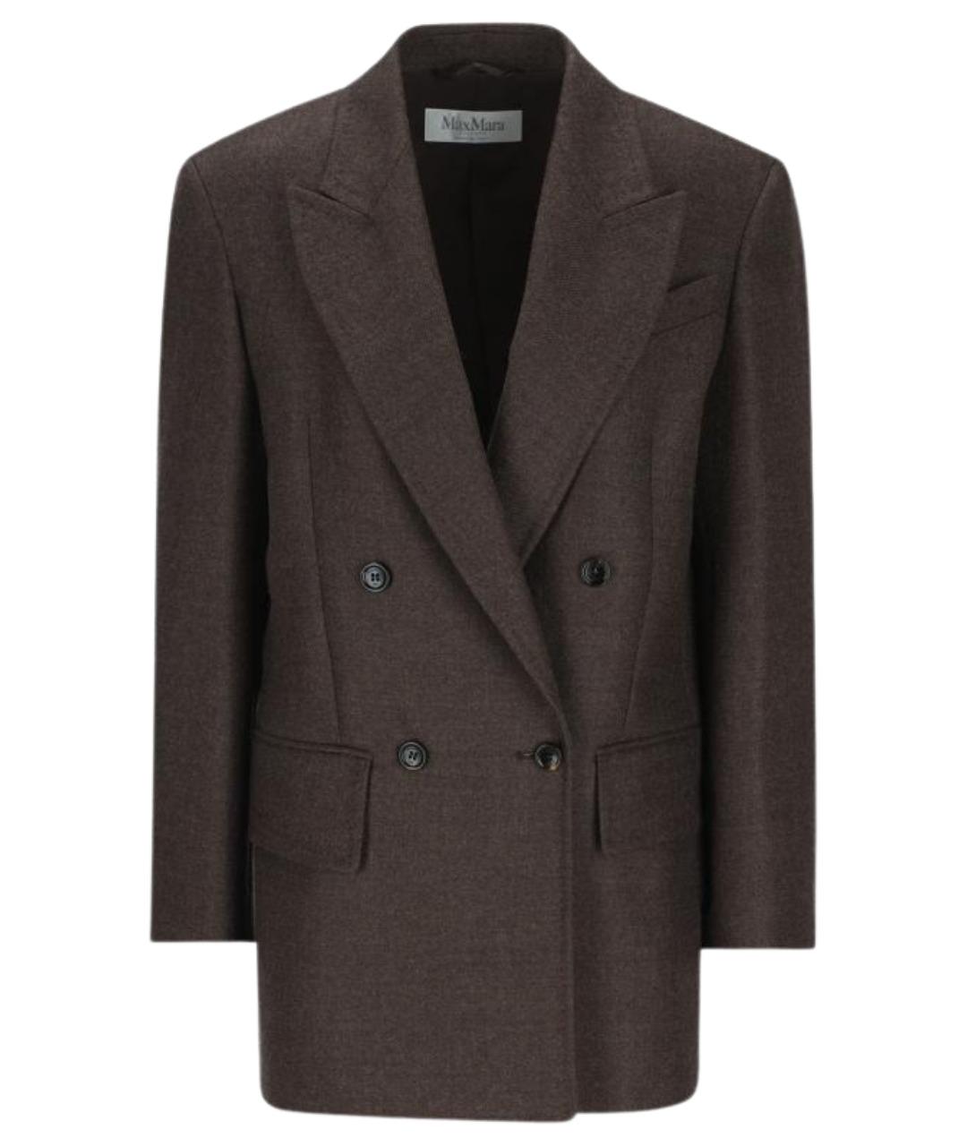 MAX MARA Коричневый шерстяной жакет/пиджак, фото 1