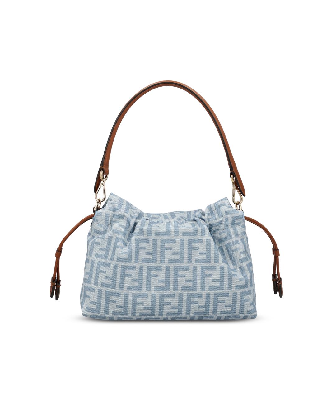 FENDI Голубая деним сумка через плечо, фото 2