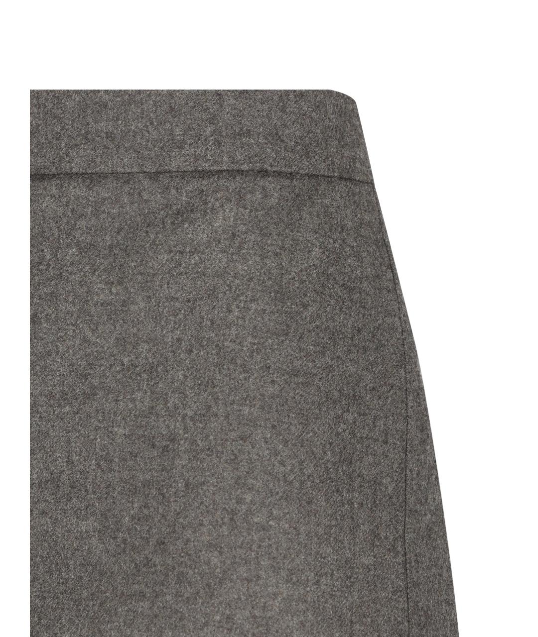 MAX MARA Серая шерстяная юбка миди, фото 3