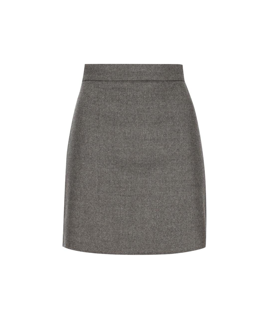 MAX MARA Серая шерстяная юбка миди, фото 5
