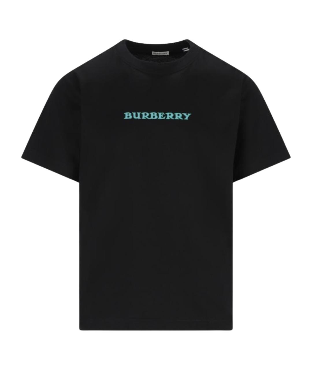 BURBERRY Черная хлопковая футболка, фото 1
