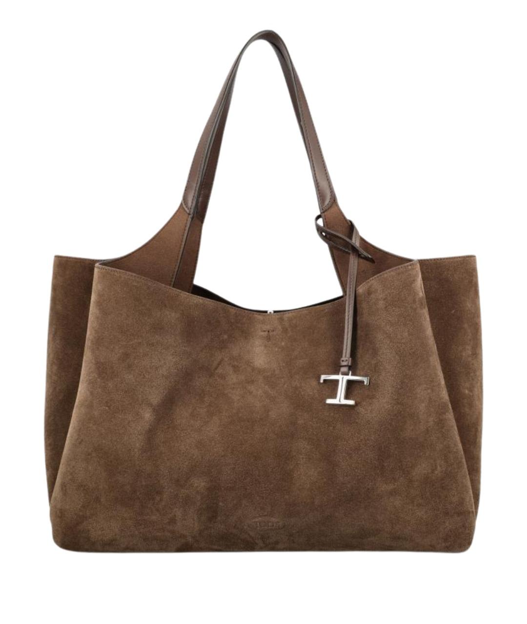 TOD'S Коричневая замшевая сумка тоут, фото 1