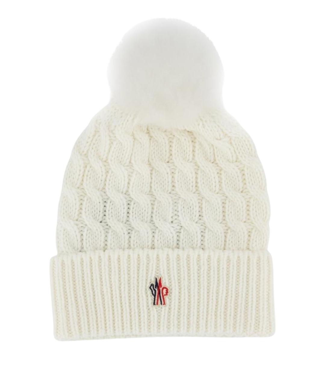MONCLER GRENOBLE Белая шерстяная шапка, фото 1