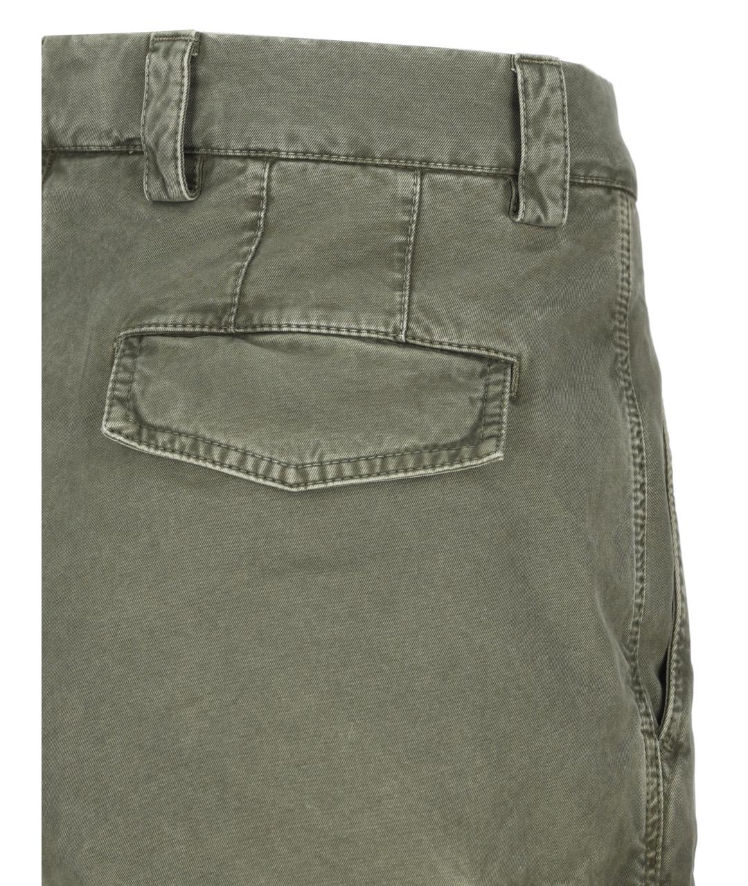 BRUNELLO CUCINELLI Зеленые хлопковые повседневные брюки, фото 4