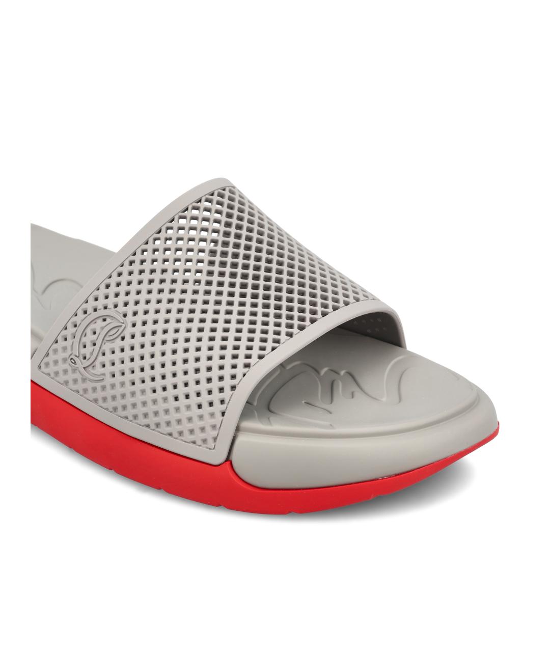 CHRISTIAN LOUBOUTIN Серые резиновые шлепанцы, фото 4