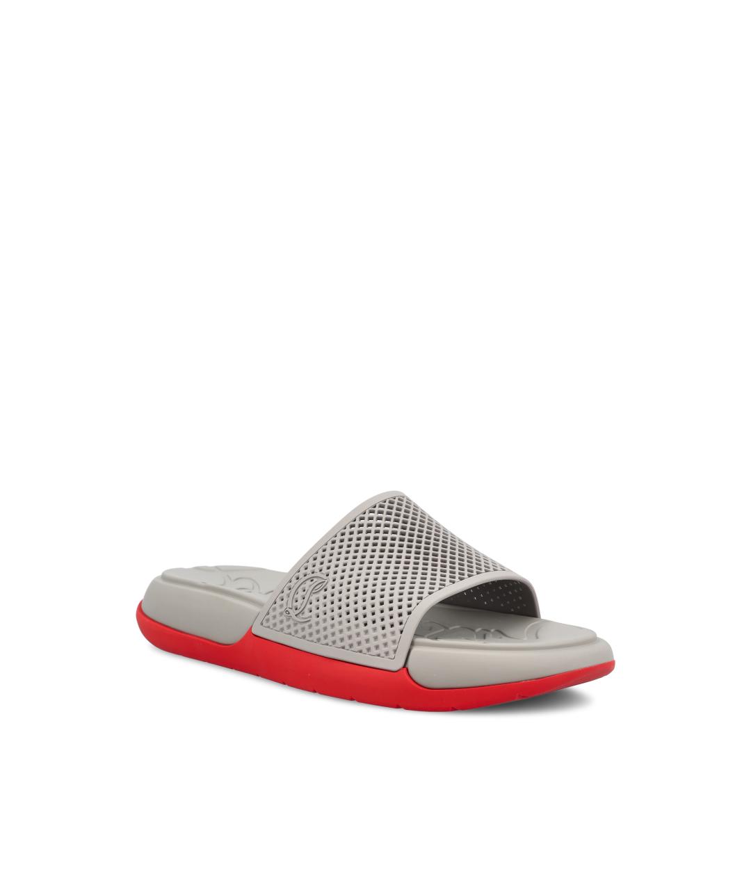 CHRISTIAN LOUBOUTIN Серые резиновые шлепанцы, фото 2