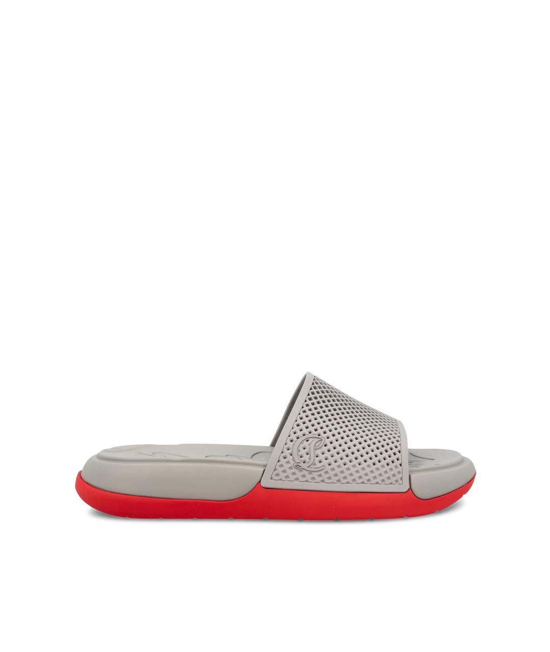 CHRISTIAN LOUBOUTIN Серые резиновые шлепанцы, фото 1