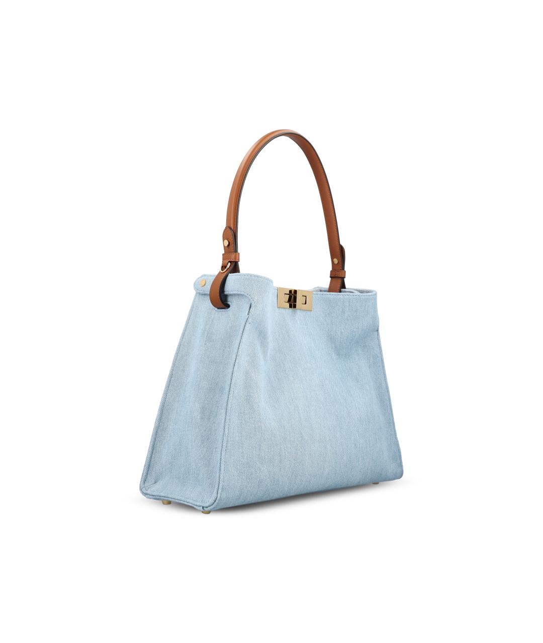 FENDI Голубая деним сумка тоут, фото 3