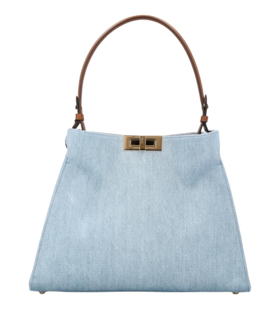 FENDI Голубая деним сумка тоут, фото 1