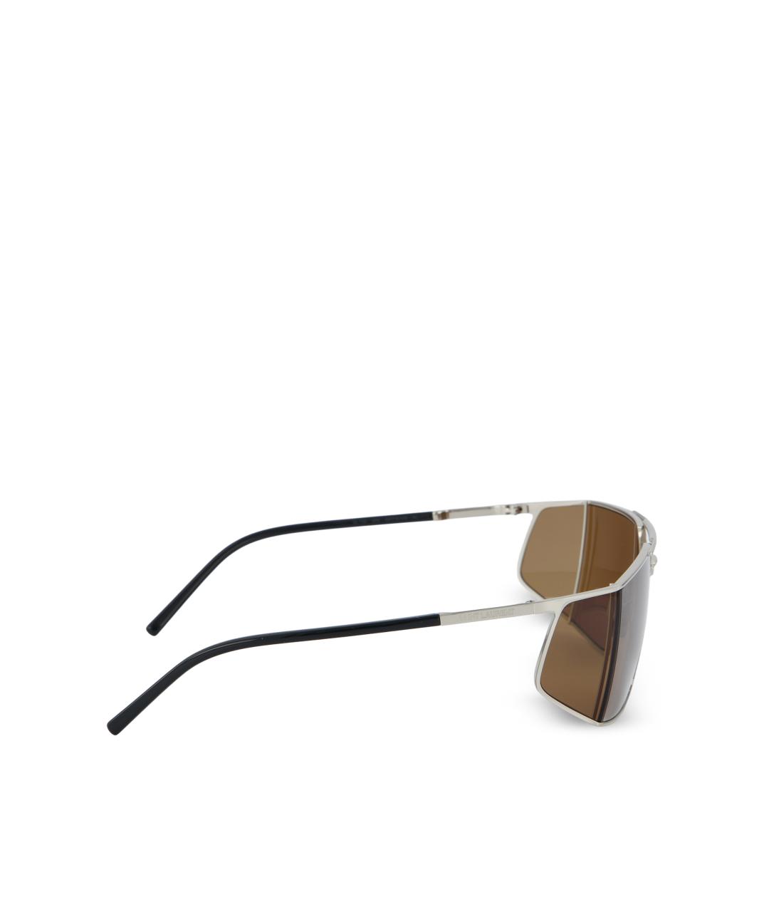 SAINT LAURENT Серебряные металлические солнцезащитные очки, фото 3