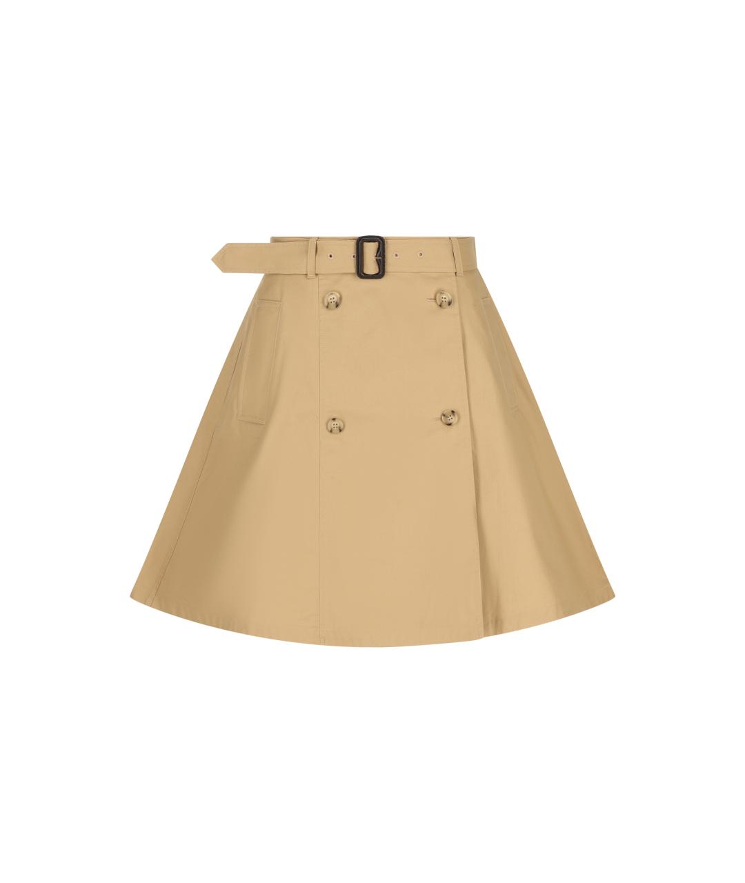 BURBERRY Бежевая хлопковая юбка, фото 5