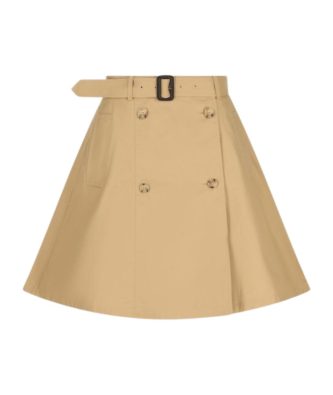 BURBERRY Бежевая хлопковая юбка, фото 1