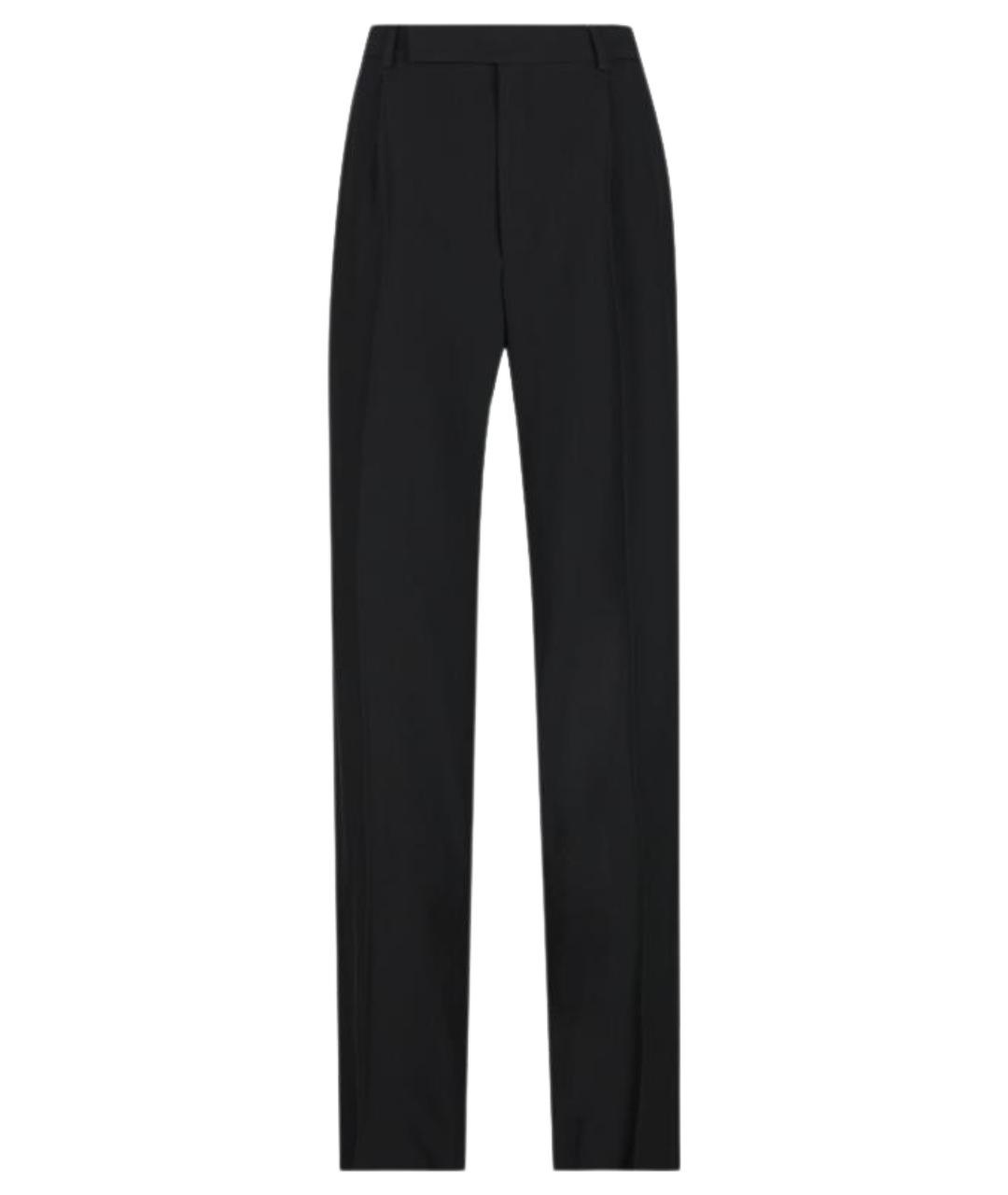 SAINT LAURENT Черные шерстяные прямые брюки, фото 1