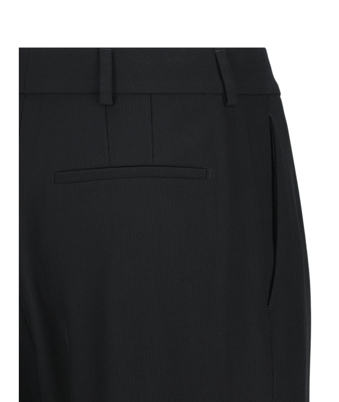 SAINT LAURENT Черные шерстяные прямые брюки, фото 4