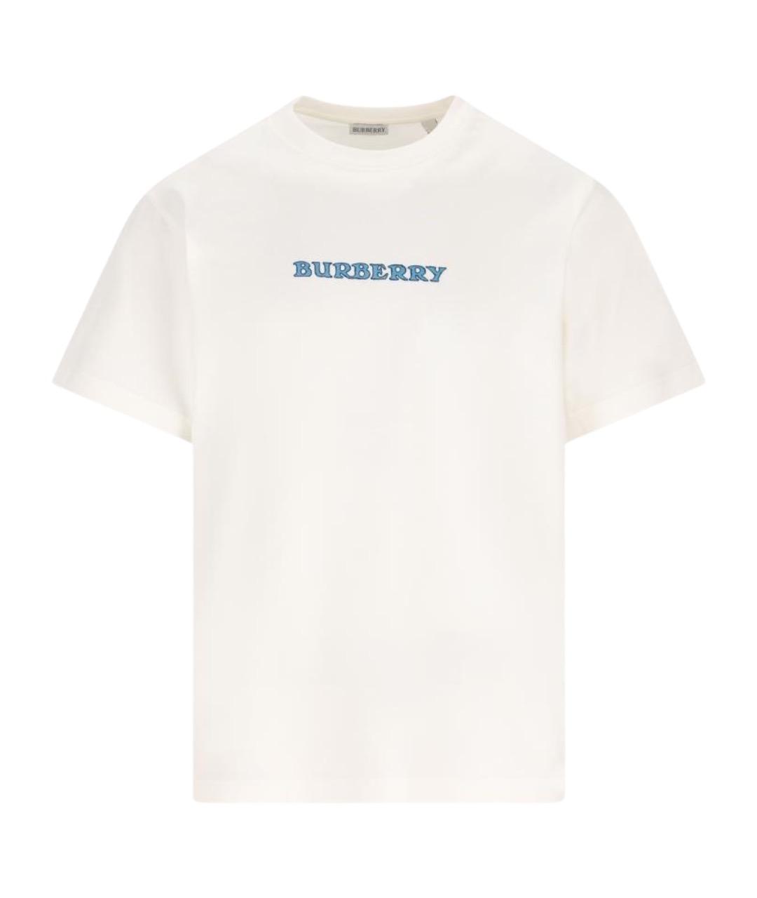 BURBERRY Белая хлопковая футболка, фото 1