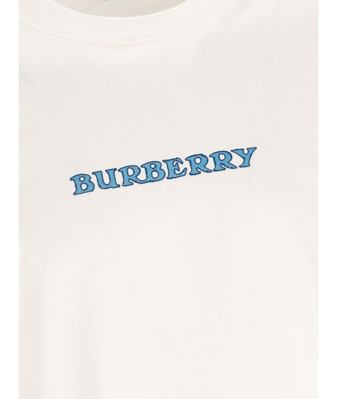 BURBERRY Белая хлопковая футболка, фото 4