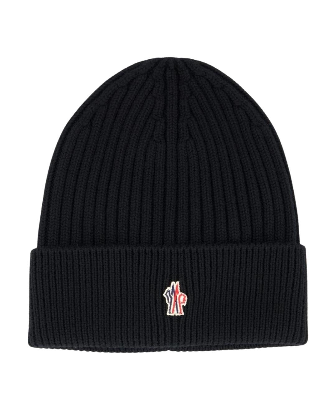 MONCLER GRENOBLE Черная шерстяная шапка, фото 1
