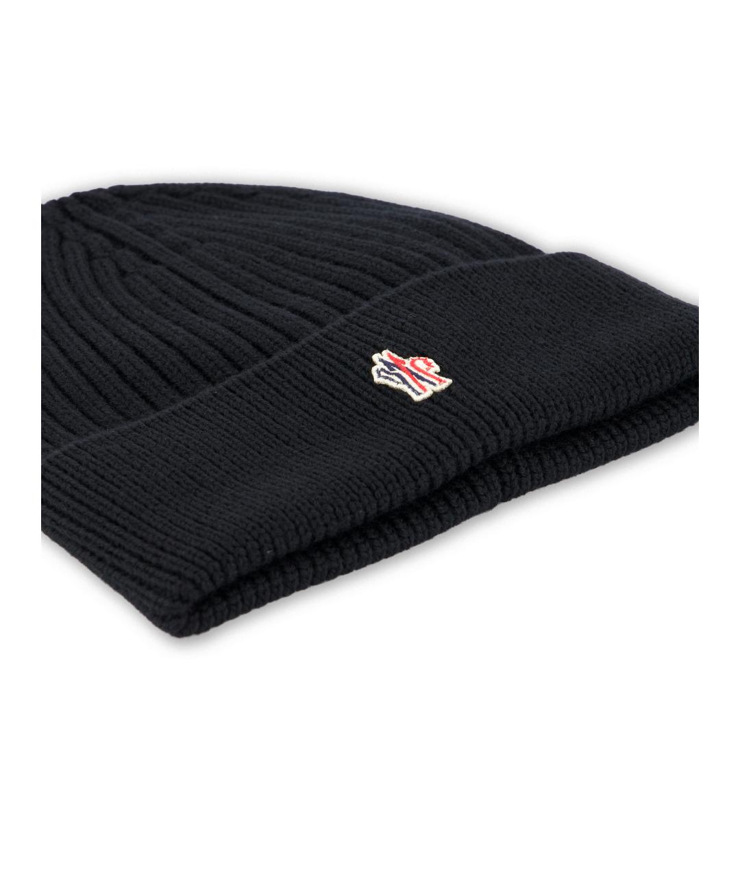 MONCLER GRENOBLE Черная шерстяная шапка, фото 4