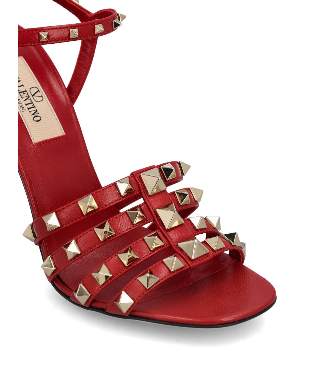 VALENTINO Красные кожаные босоножки, фото 4