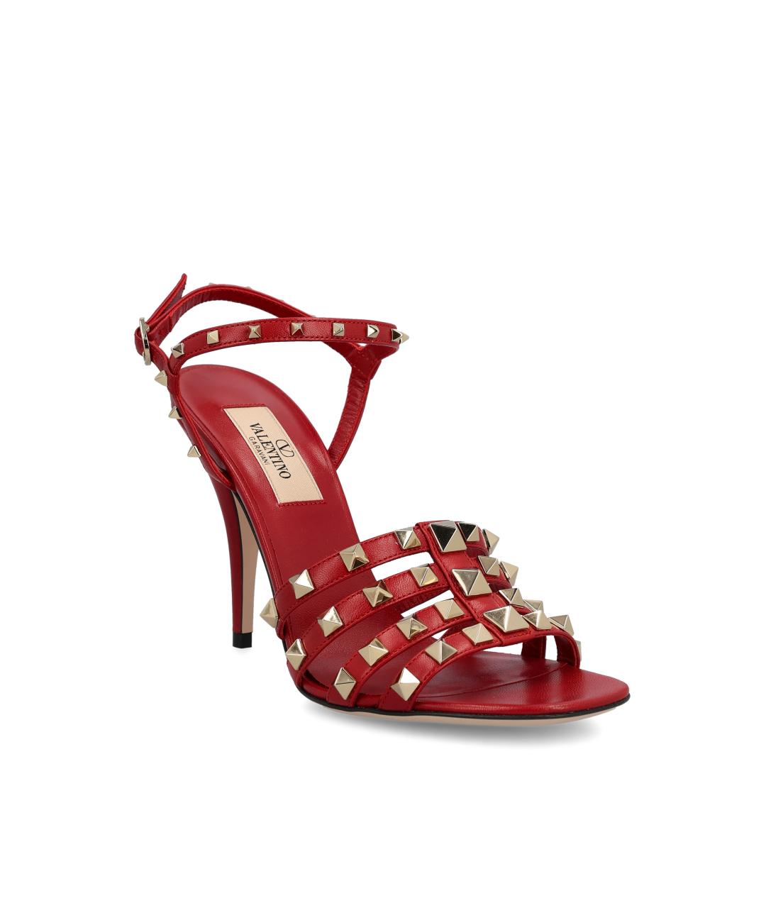 VALENTINO Красные кожаные босоножки, фото 2
