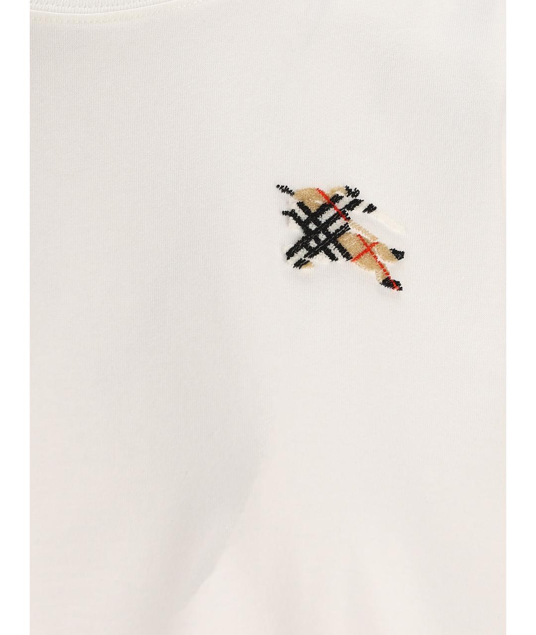 BURBERRY Белая хлопковая футболка, фото 4