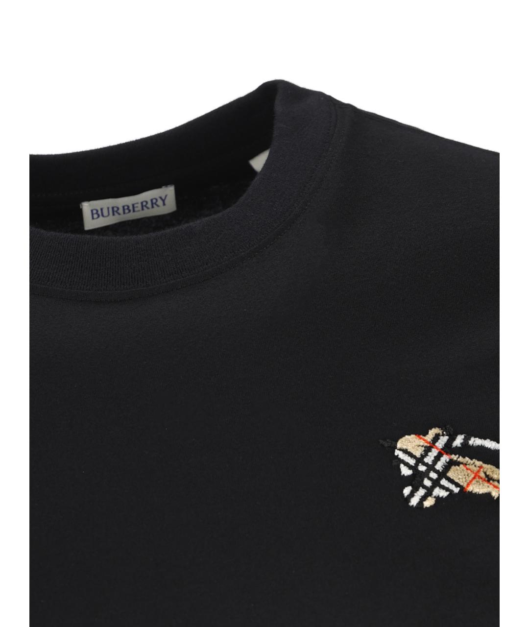 BURBERRY Черная хлопковая футболка, фото 3