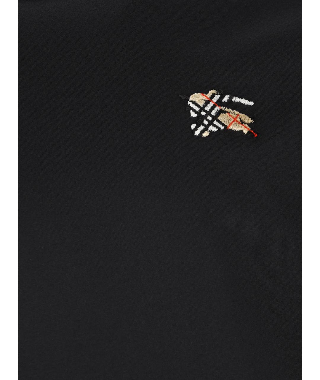 BURBERRY Черная хлопковая футболка, фото 4