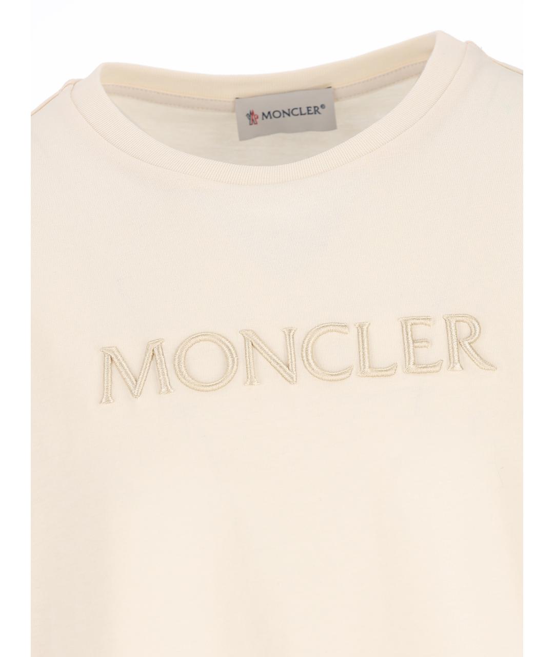 MONCLER KIDS Бежевый хлопковый детская футболка / топ, фото 4