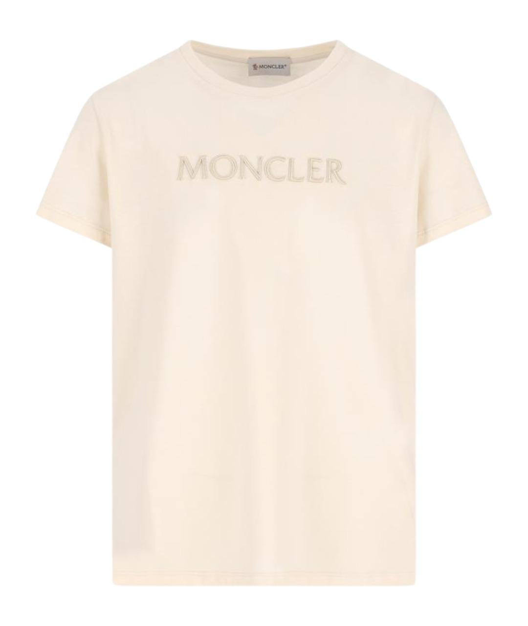 MONCLER KIDS Бежевый хлопковый детская футболка / топ, фото 1