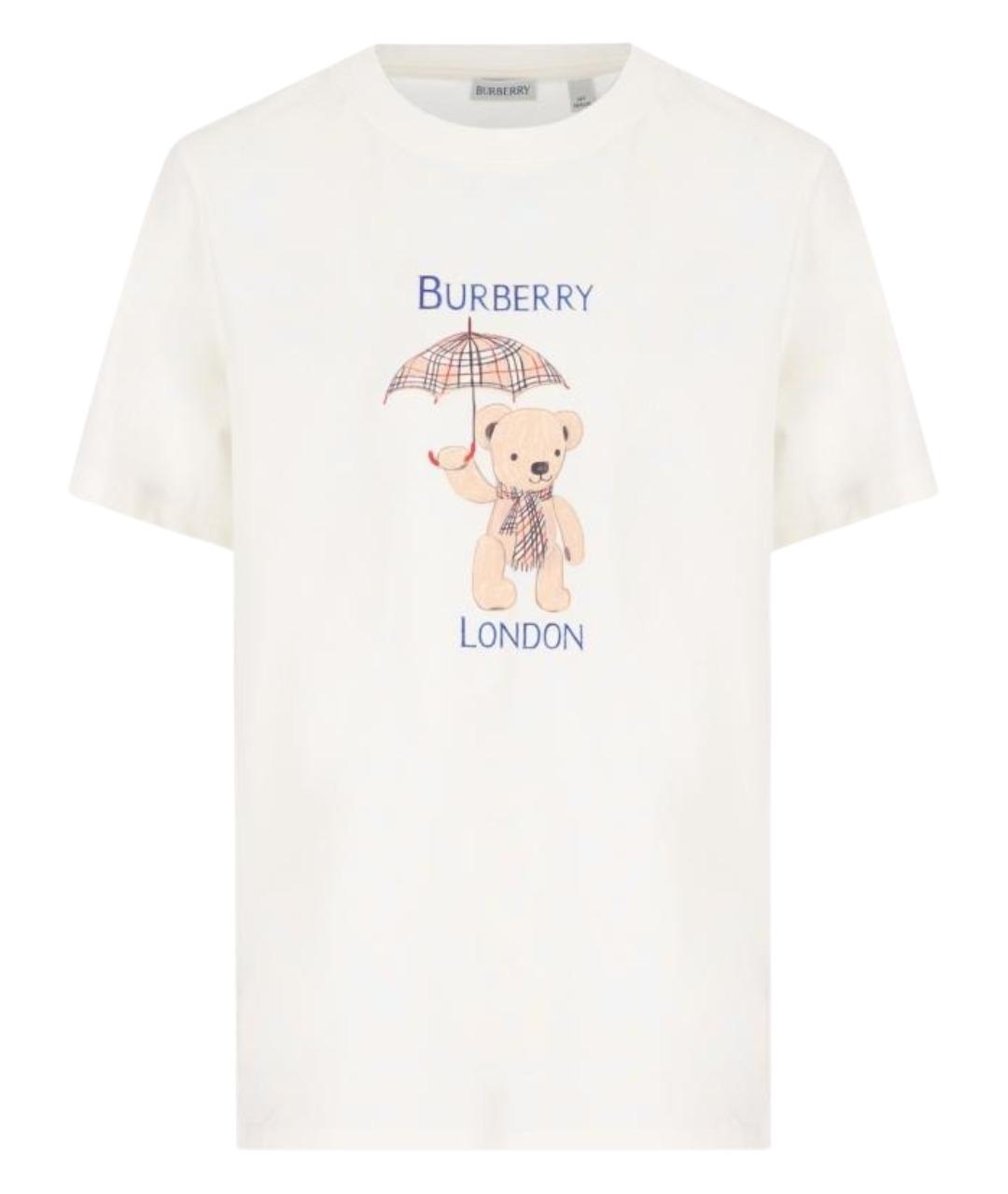BURBERRY Белая хлопковая детская футболка, фото 1
