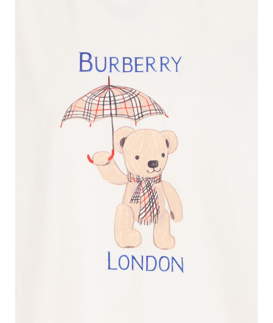 BURBERRY Белая хлопковая детская футболка, фото 3