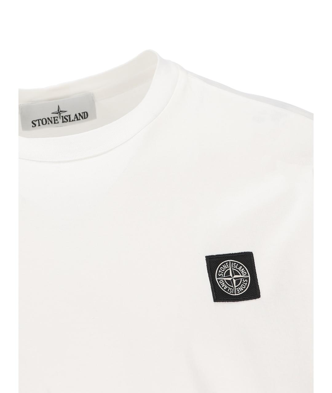 STONE ISLAND Белая хлопковая футболка, фото 3