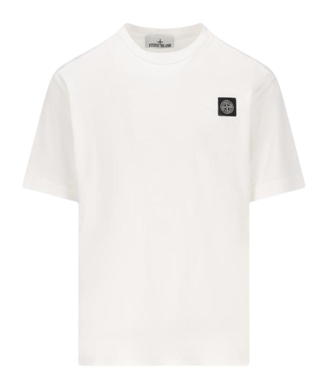 STONE ISLAND Белая хлопковая футболка, фото 1