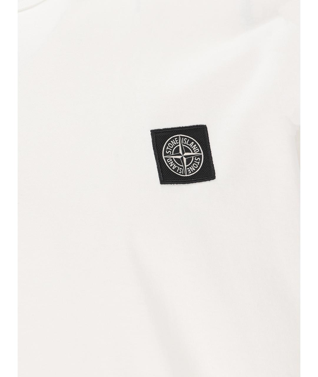 STONE ISLAND Белая хлопковая футболка, фото 4