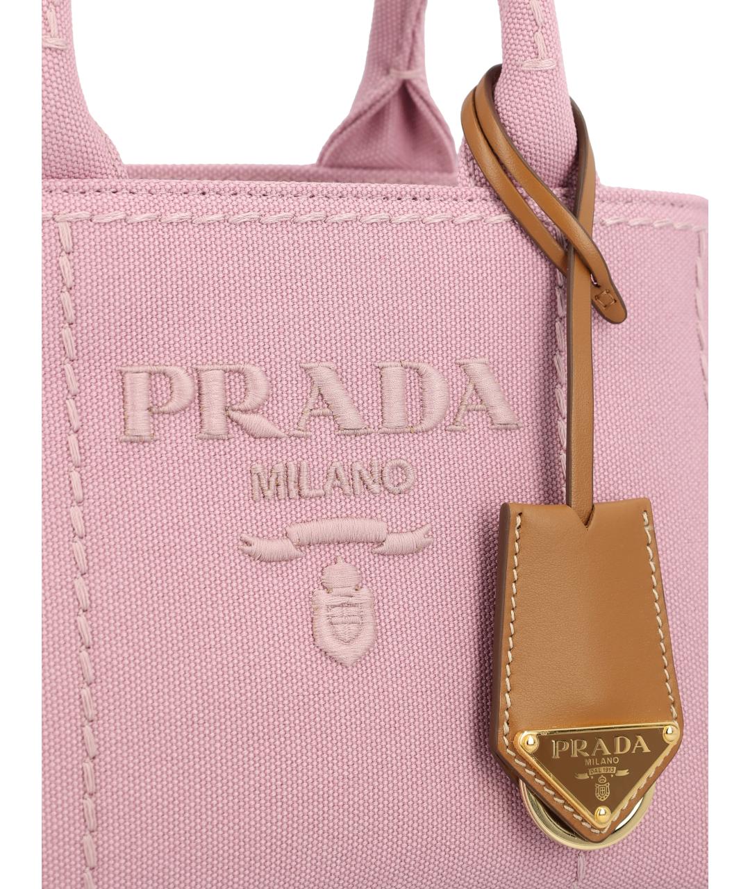PRADA Розовая сумка тоут из канвы, фото 4