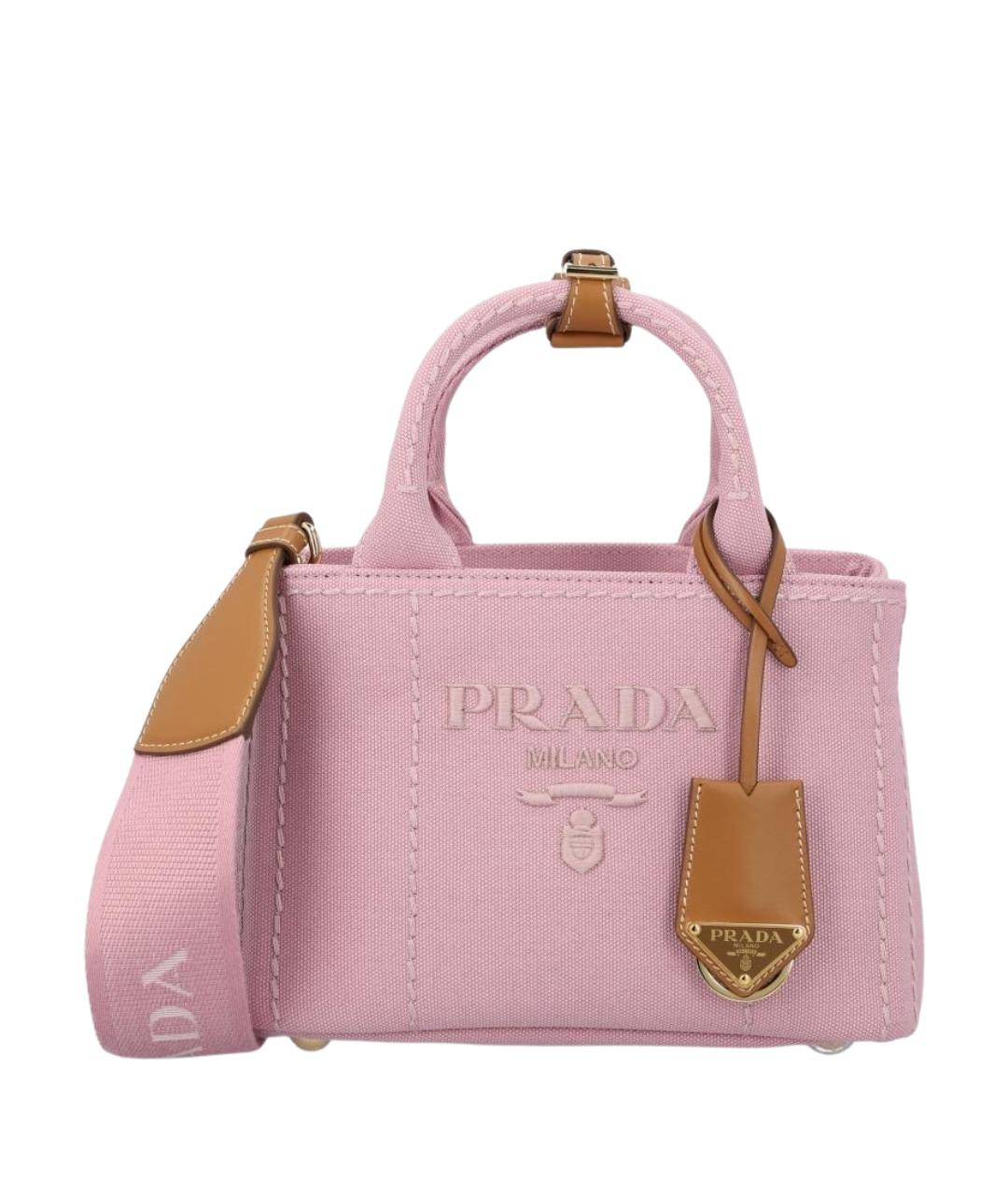 PRADA Розовая сумка тоут из канвы, фото 1