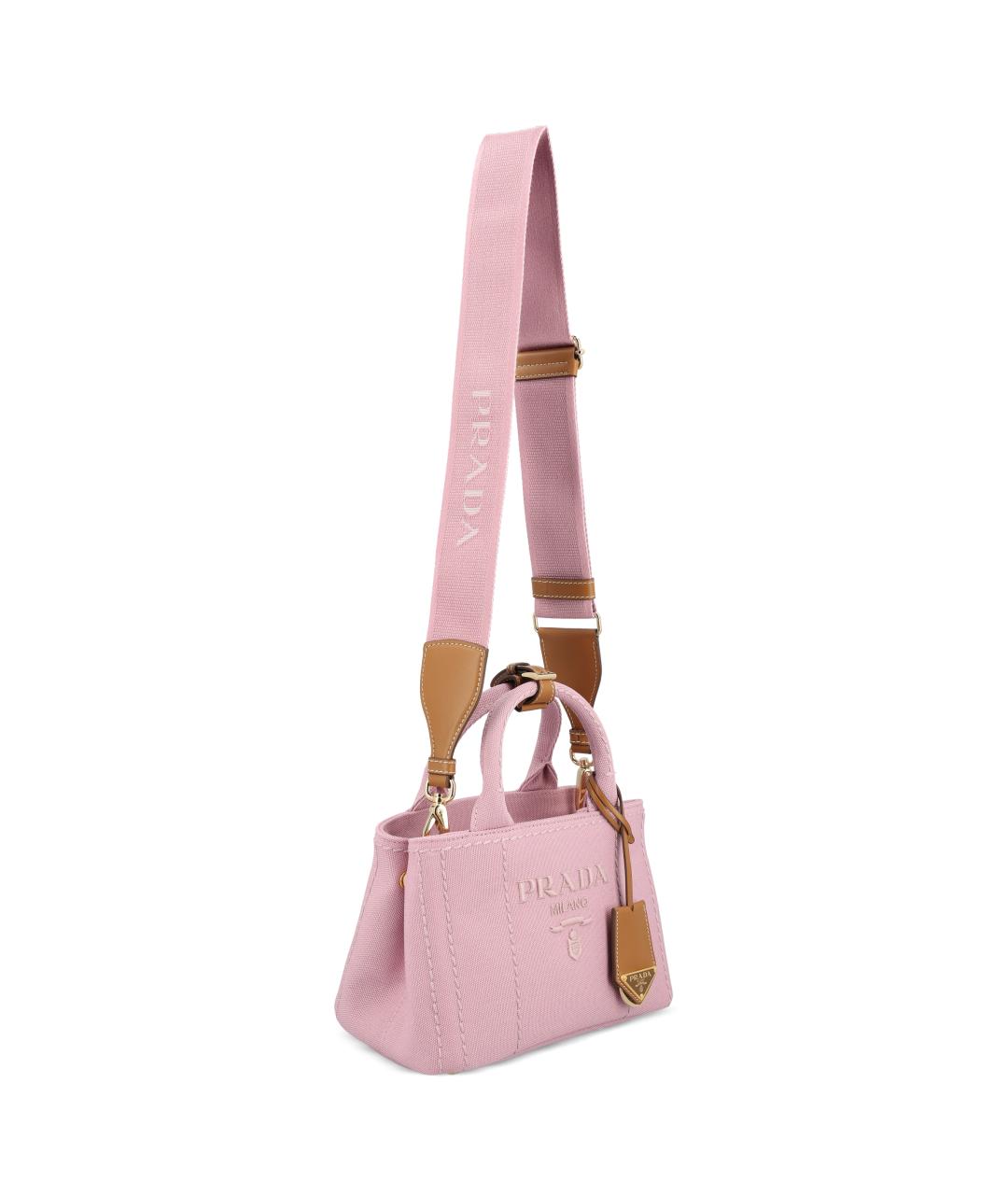 PRADA Розовая сумка тоут из канвы, фото 3