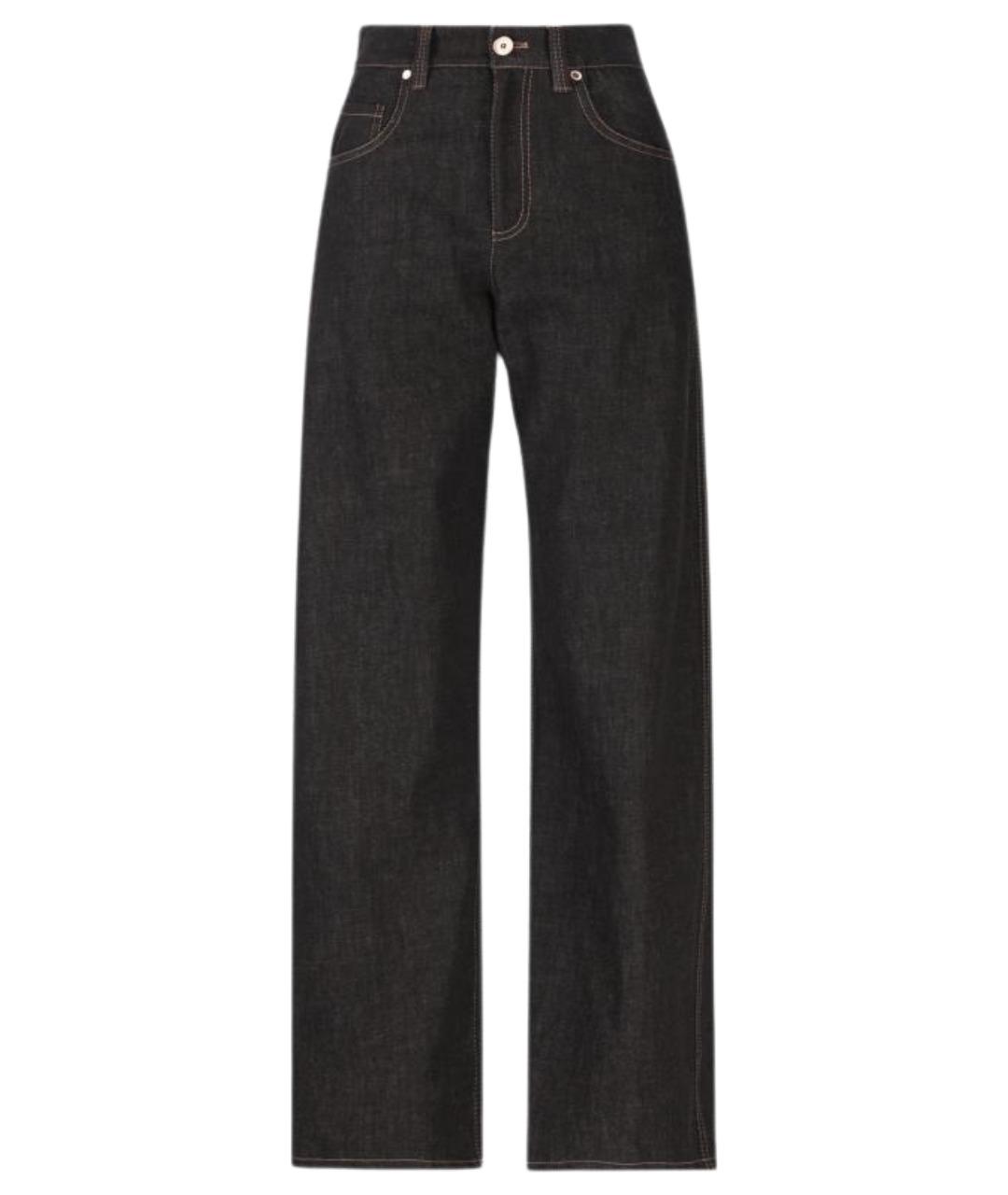 BRUNELLO CUCINELLI Черные хлопковые прямые джинсы, фото 1