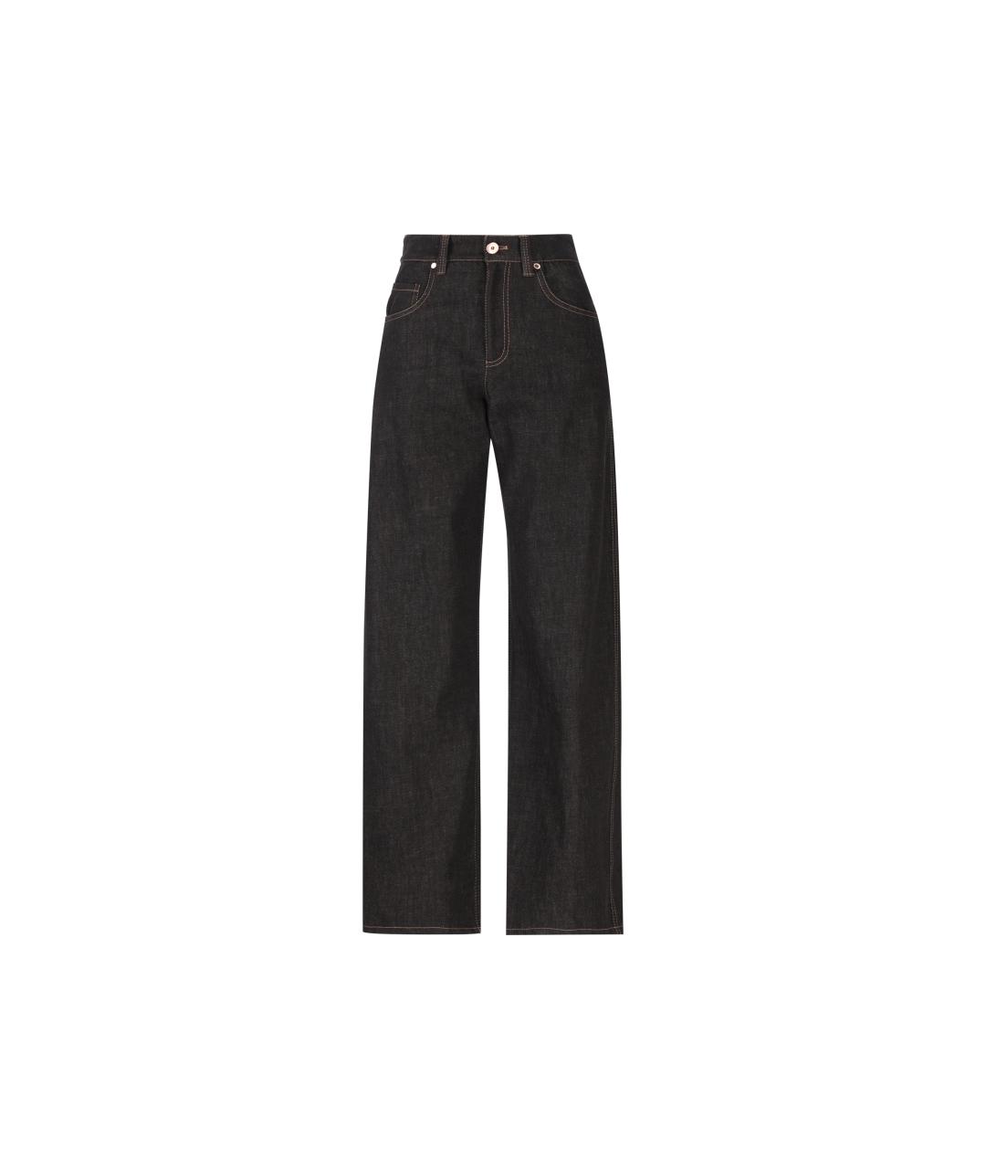 BRUNELLO CUCINELLI Черные хлопковые прямые джинсы, фото 5