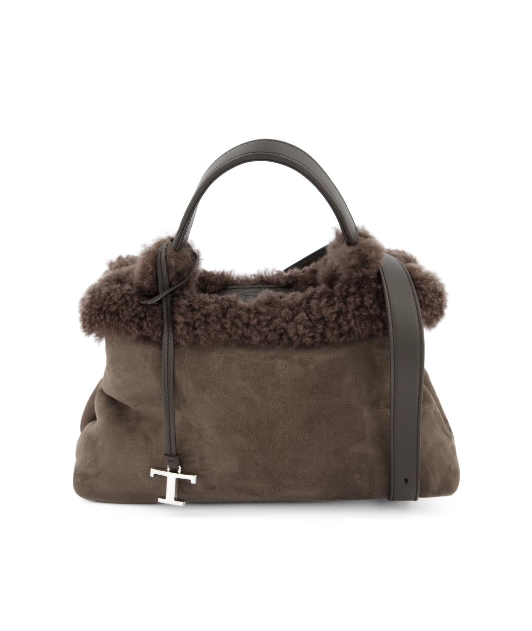 TOD'S Коричневая меховая сумка тоут, фото 5