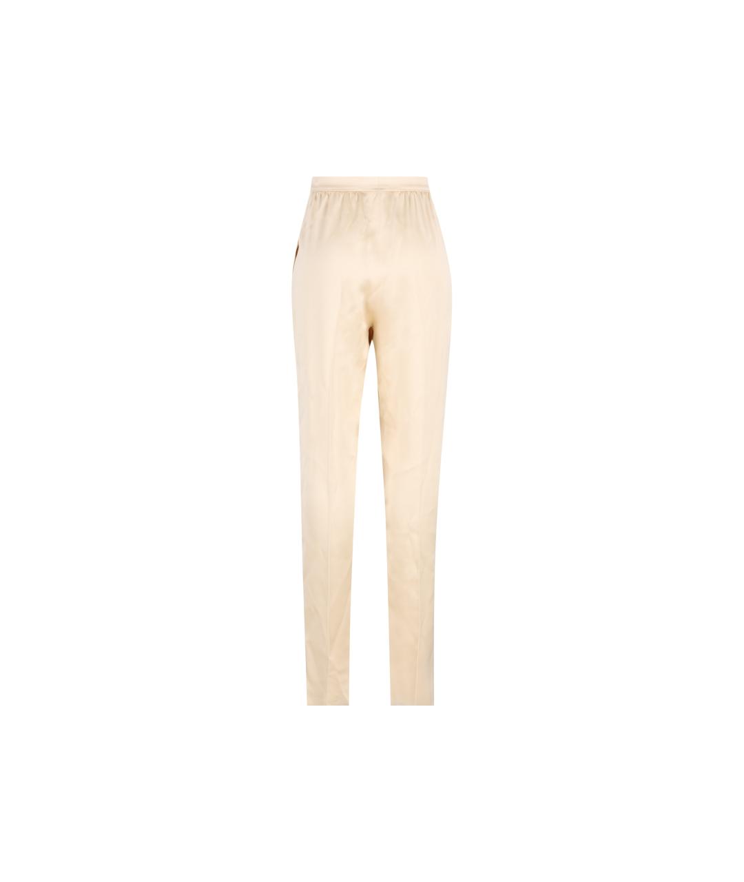 SAINT LAURENT Бежевые шелковые прямые брюки, фото 2