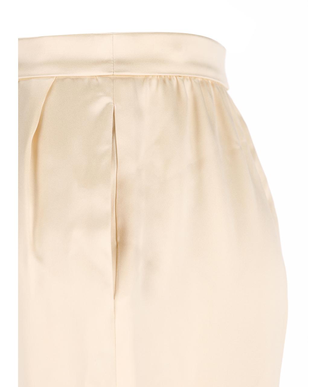 SAINT LAURENT Бежевые шелковые прямые брюки, фото 4