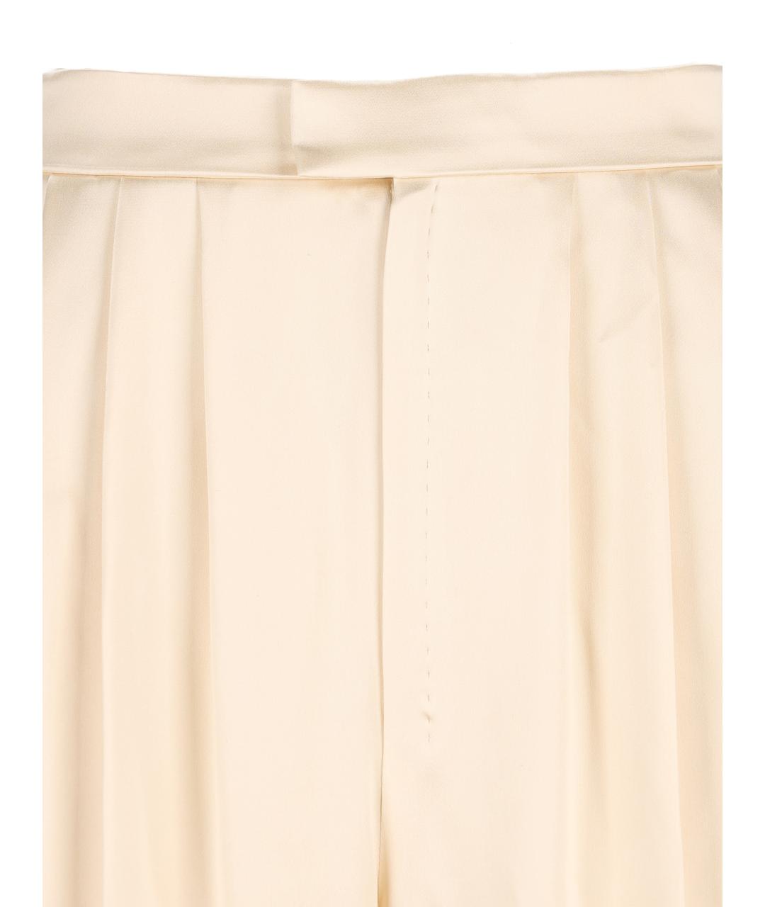 SAINT LAURENT Бежевые шелковые прямые брюки, фото 3