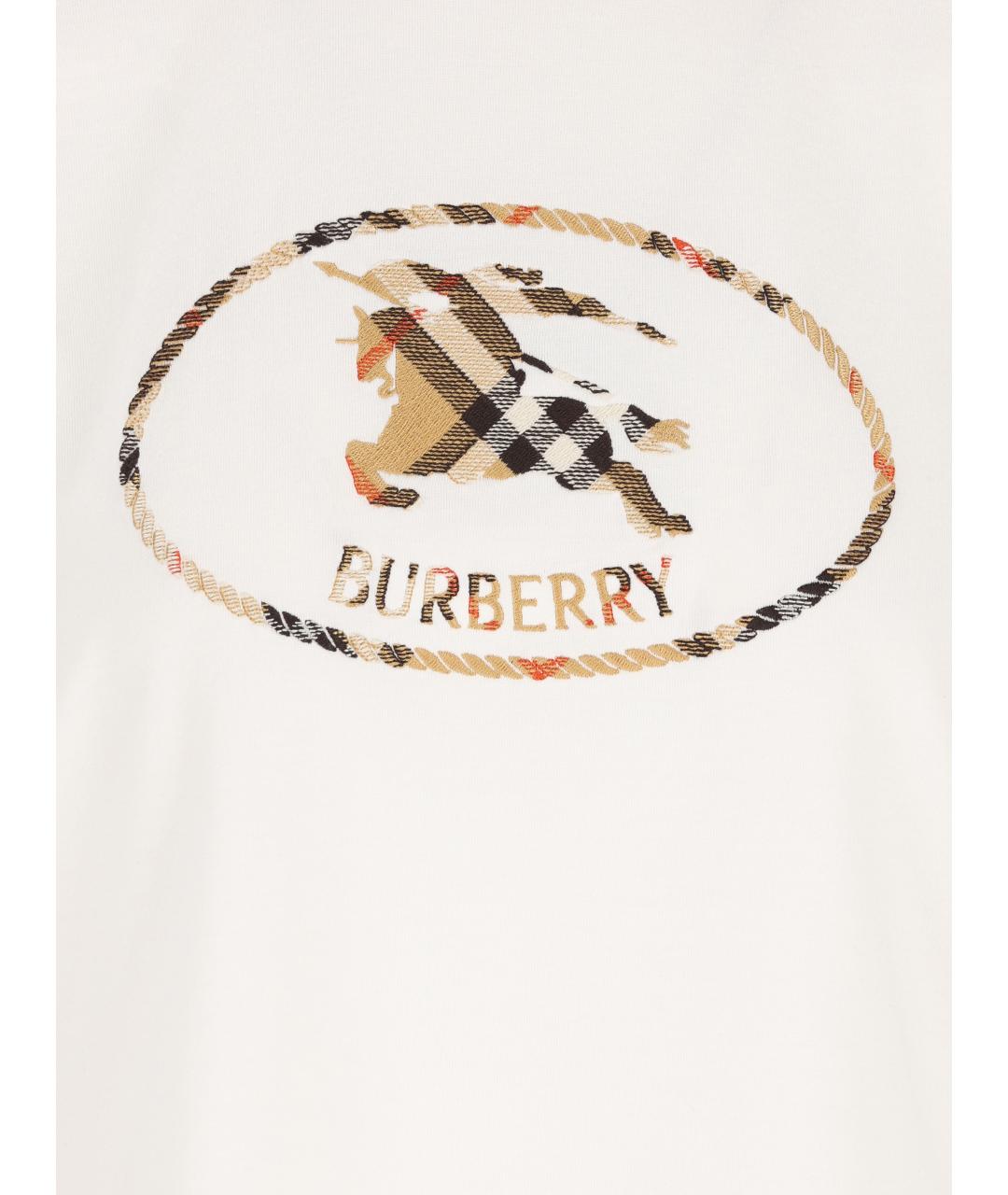 BURBERRY Белая хлопковая футболка, фото 3