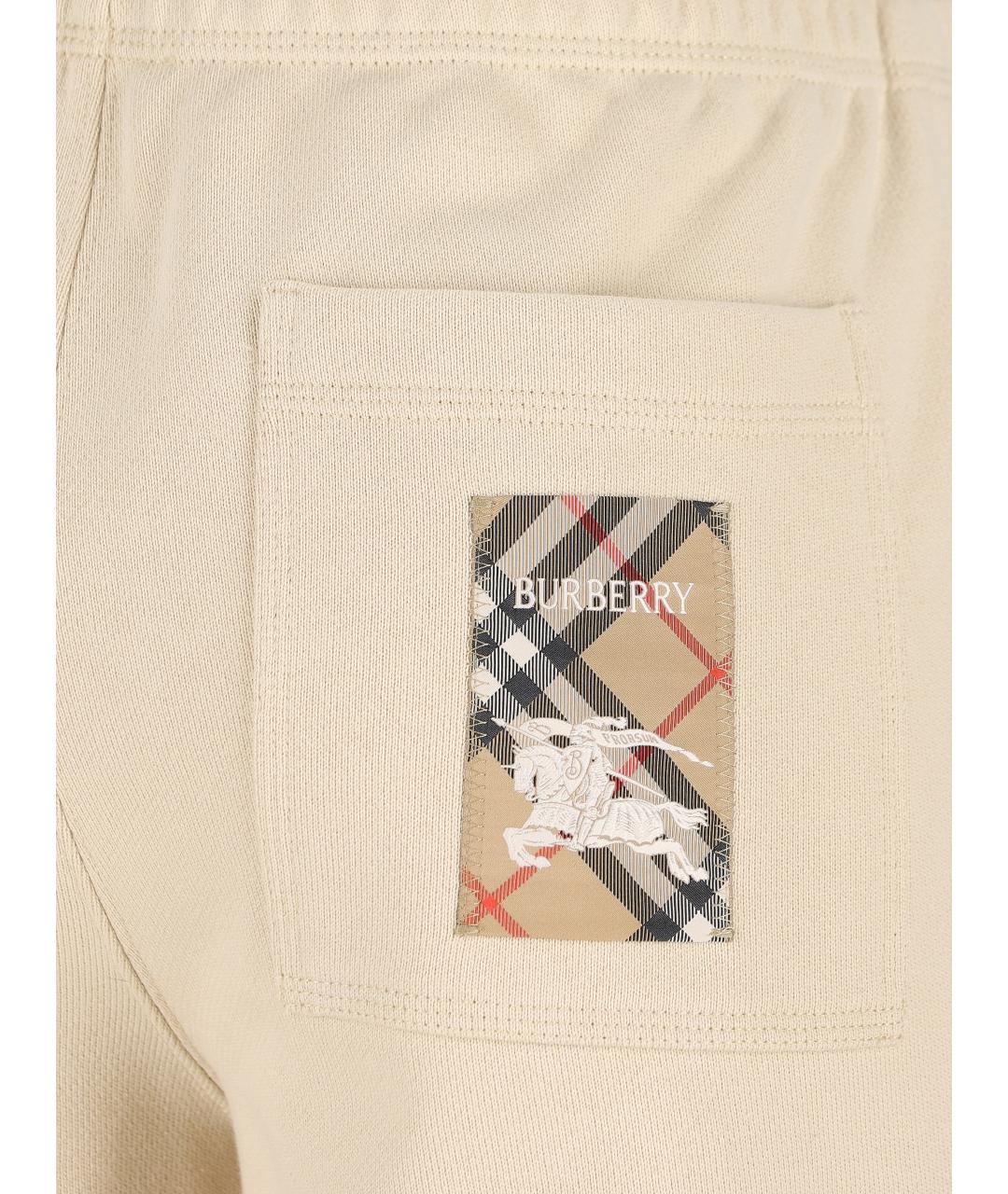 BURBERRY Бежевые хлопковые спортивные брюки и шорты, фото 4