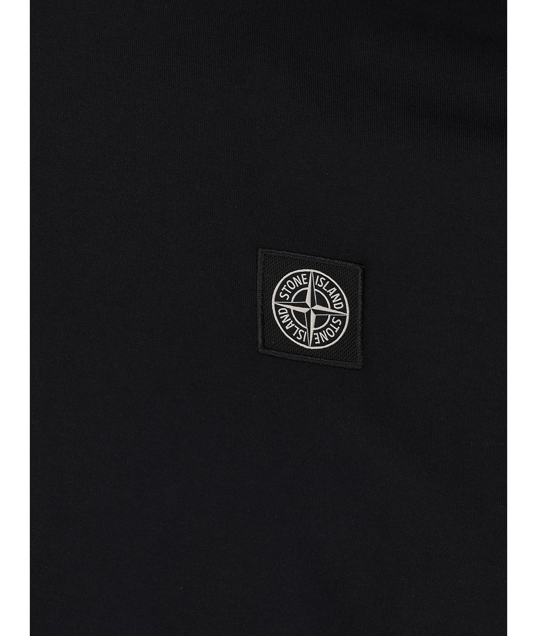 STONE ISLAND Темно-синяя хлопковая футболка, фото 4