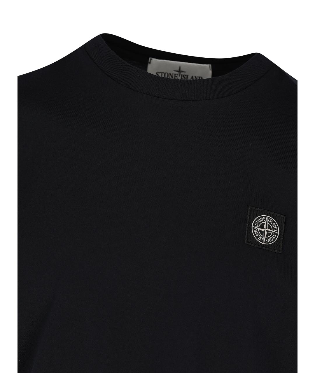 STONE ISLAND Темно-синяя хлопковая футболка, фото 3